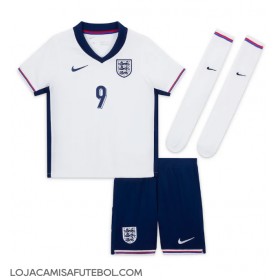 Camisa de Futebol Inglaterra Harry Kane #9 Equipamento Principal Infantil Europeu 2024 Manga Curta (+ Calças curtas)